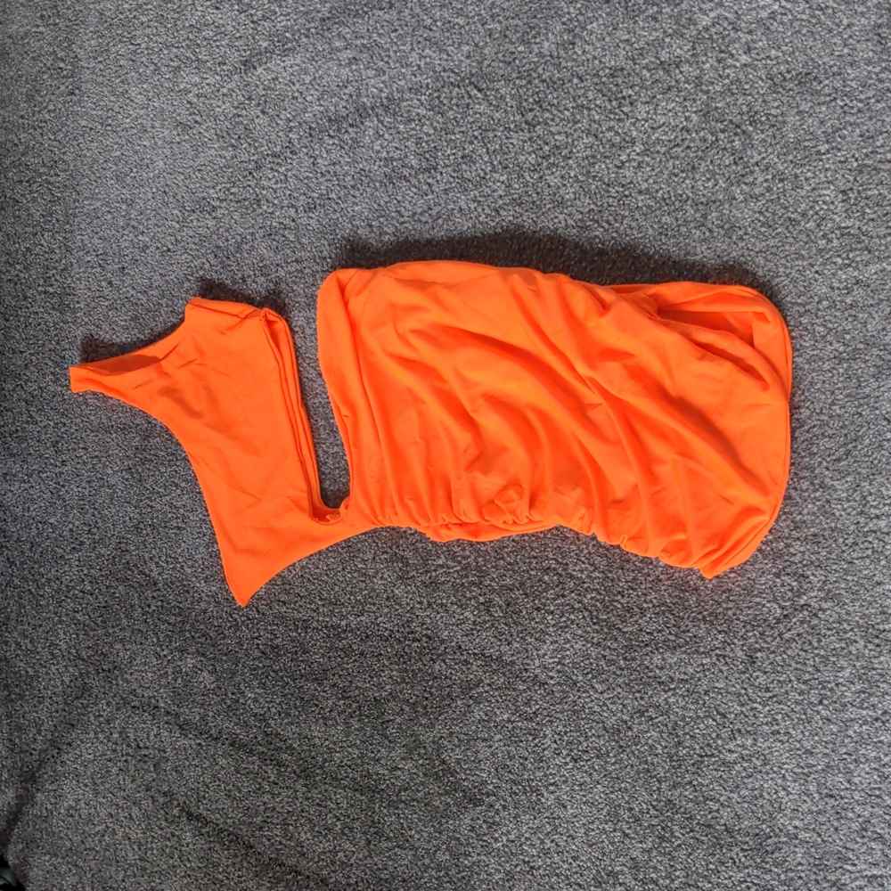 One Shoulder Orange Dress